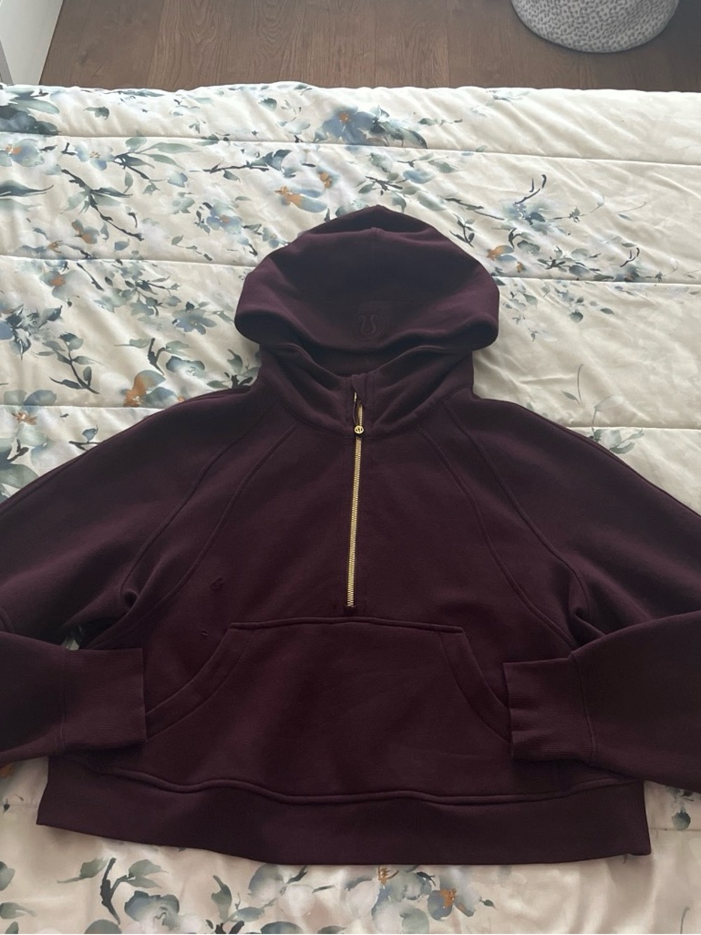 Lululemon Scuba Oversized Half-Zip Hoodie M/L Plum Burgundy Gold Zip